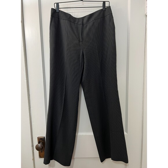 Ann Taylor Women's Margo Dress Pants Black White Pinstripe Virgin Wool Size 10 - Picture 1 of 12